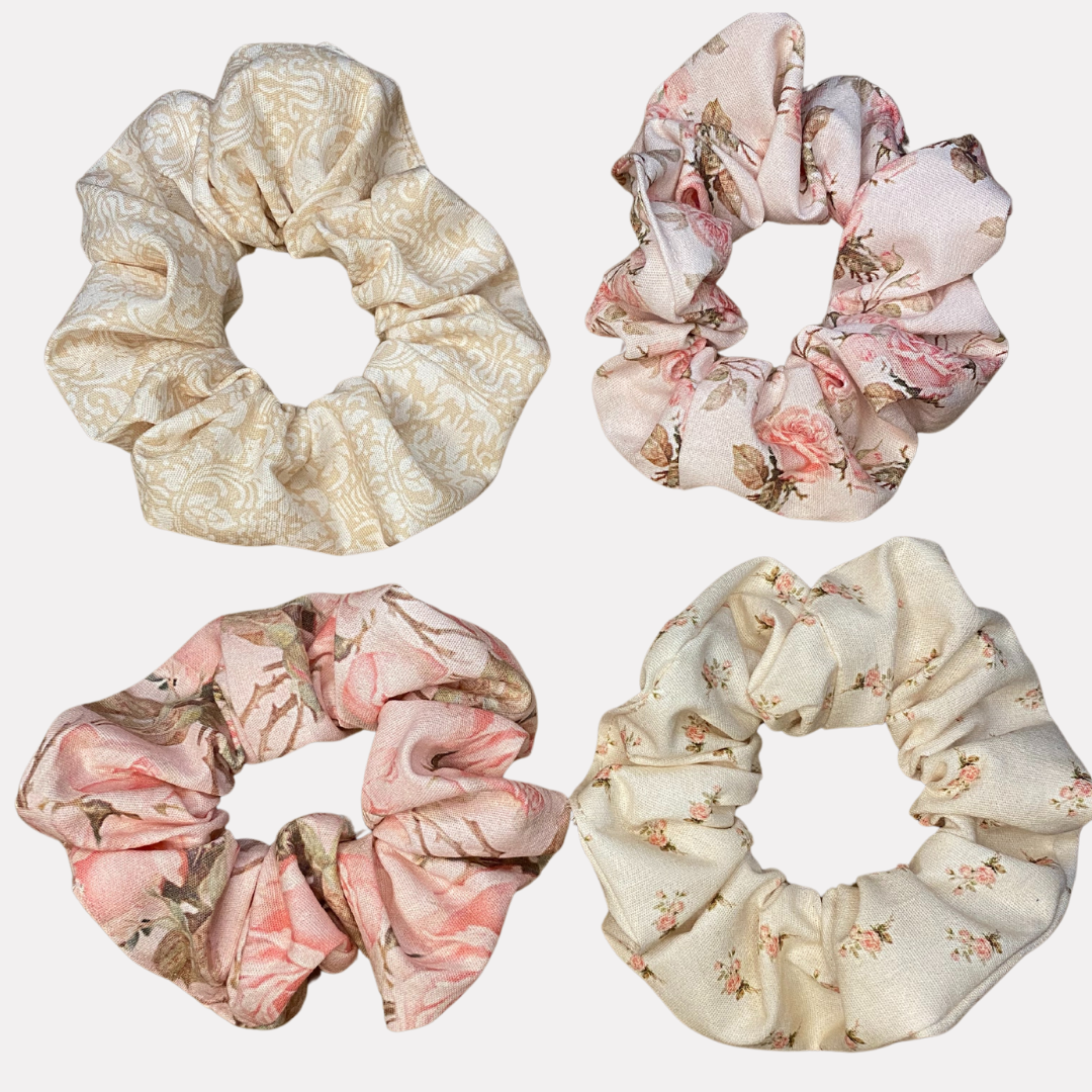 Love Story Floral Scrunchie (Set of 4)