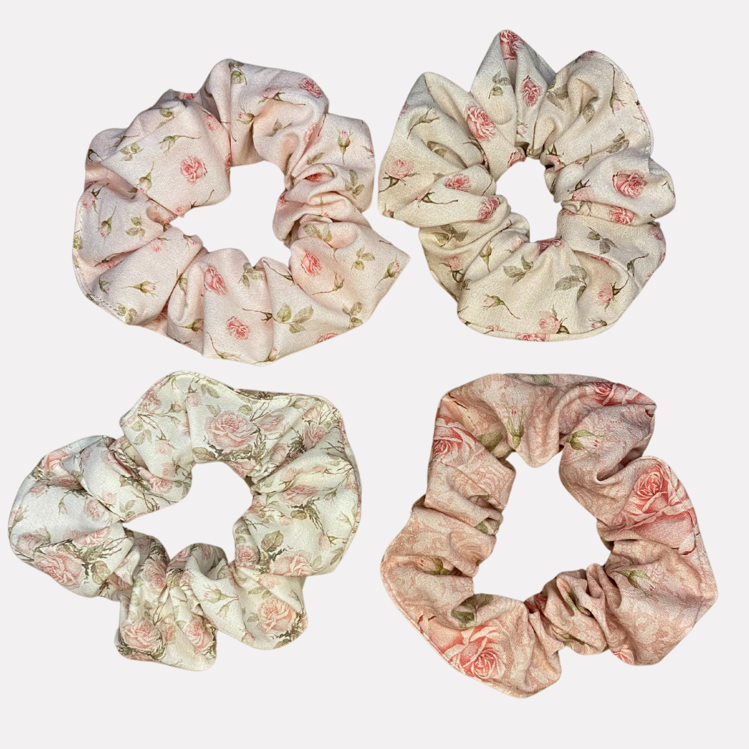 Love Story Floral Scrunchie (Set of 4)