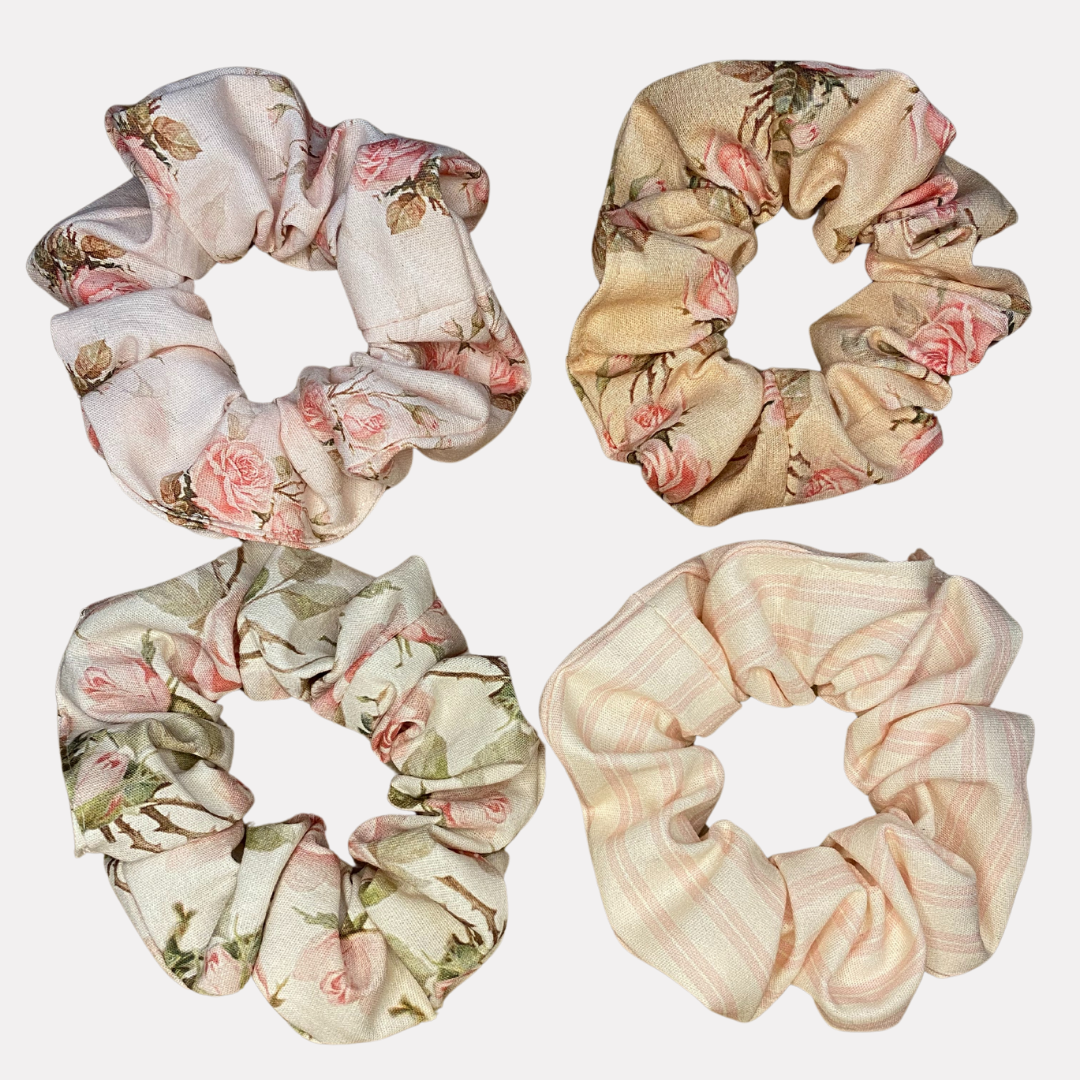 Love Story Floral Scrunchie (Set of 4)